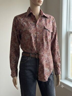 Vintage Anne Pinkerton Western/Paisley Long Sleeve Button Down Shirt Size S